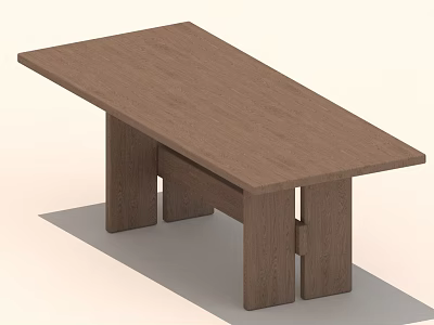 Modern Wooden Coffee Table With Rectangular Top And Simple Leg Structure 3d model