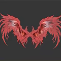 Fantasy Animal Displaying Black Feathered Wings With Red Glowing Accents And Reflective Details