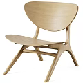 Modern Black Wooden Lounge Chair With Curved Backrest And Triangular Legs