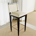 Elegant Modern Bar Stool With Black Frame Beige Velvet Cushion And Gold Legs