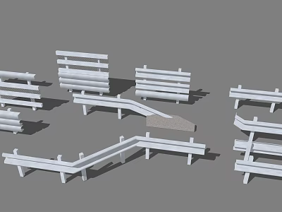 Outdoor White Fence With Various Styles Including Curved And Straight Designs 3d model
