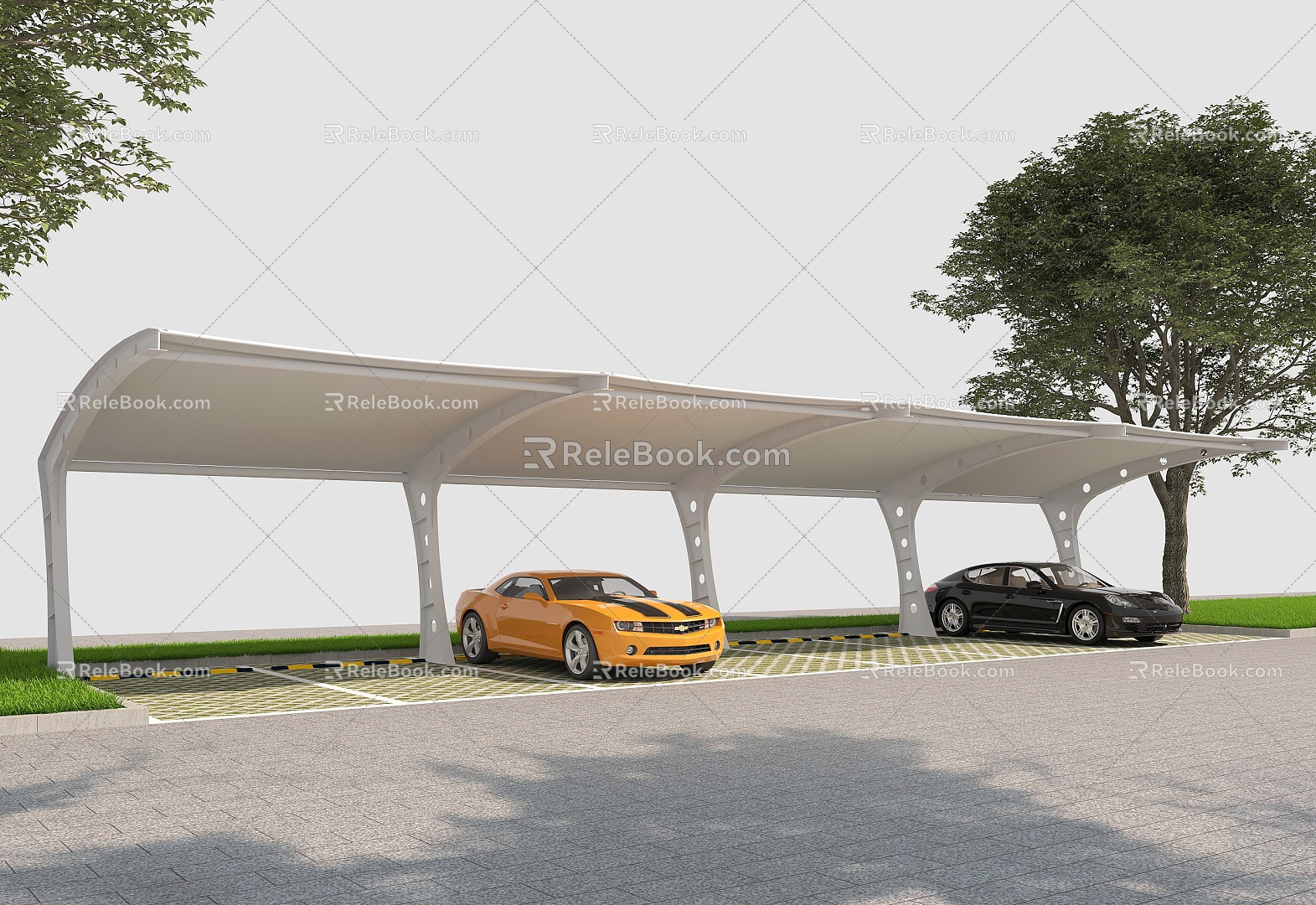 Car shed parking shed outdoor parking space parking space parking space parking space 3d model