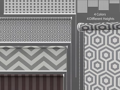 Stylish Window Curtains With 4 Colors 4 Different Heights And Geometric Patterns 3d model