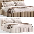 Modern Tufted Bed Frame with Soft Headboard and Light Colored Upholstery 3d model