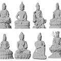 Hand Carved White Buddhist Sculptures With Sitting Posture Various Poses And Lotus Base