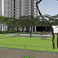 Residential Community Landscape With High Rise Buildings Green Gardens And Pathways