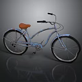 Vintage Blue Bicycle With Orange Seat And Classic Frame Design