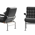 Modern Black Lounge Chairs With Padded Seats Armrests And Metal Legs