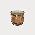Copper Decorative Vase With Intricate Floral Lace Pattern And Metal Handles