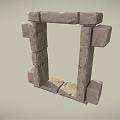 Stone Frame Structure Made With Stacked Rough Stone Blocks In Square Shape