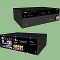 Black Stereo Audio Amplifiers With Modern Control Panel And Interface Ports 3d model
