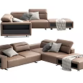 Modern Multiplayer Sofa Leather Sofa Corner Sofa Pillow Blanket 3d model