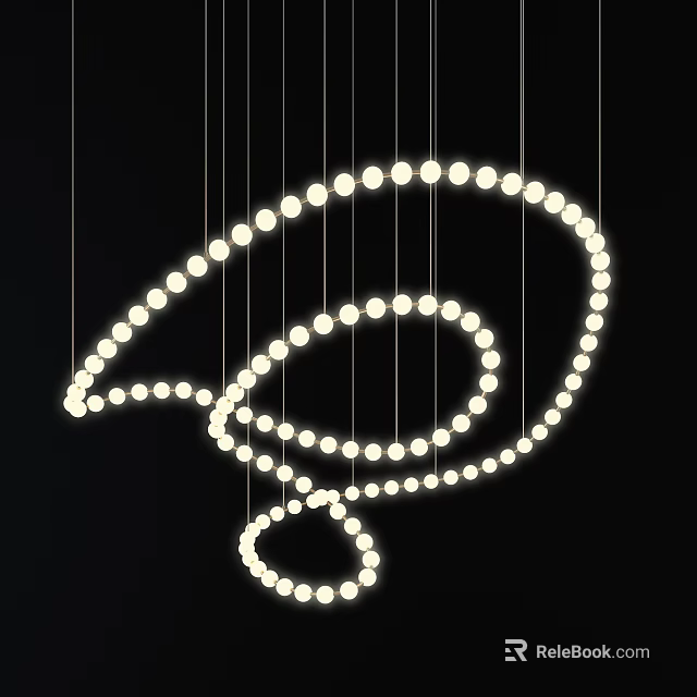 Elegant Modern Chandelier Design With Curved Lines And Multiple Small Bulbs 3d model 
