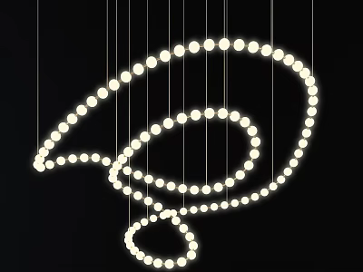 Elegant Modern Chandelier Design With Curved Lines And Multiple Small Bulbs 3d model