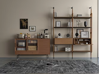 Middle Ancient Finished Bookcase Sideboard 3d model