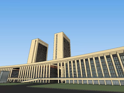 An administrative center of modern office building 3d model
