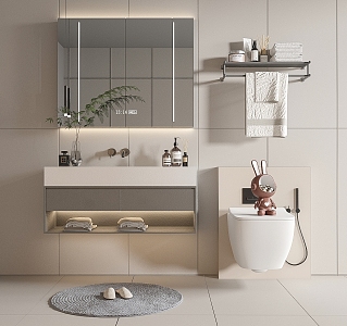 modern sink bathroom cabinet 3d model