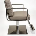 Modern Beige Upholstered Office Chair With Sleek Metal Frame And Square Base Design