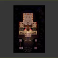 Cartoon Ancient Temple Scene With Pink Building Columns Stairs And Rocky Surroundings Lit By Lights