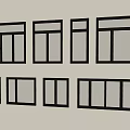 Modern Casement Windows With Black Frames Various Sizes For Home Renovation 3d model