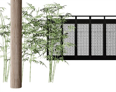 Modern bamboo plant pillar window grilles hollow window grilles 3d model