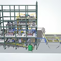 Multi Level Industrial Equipment With Steel Frame Structure And Production Line Components 3d model