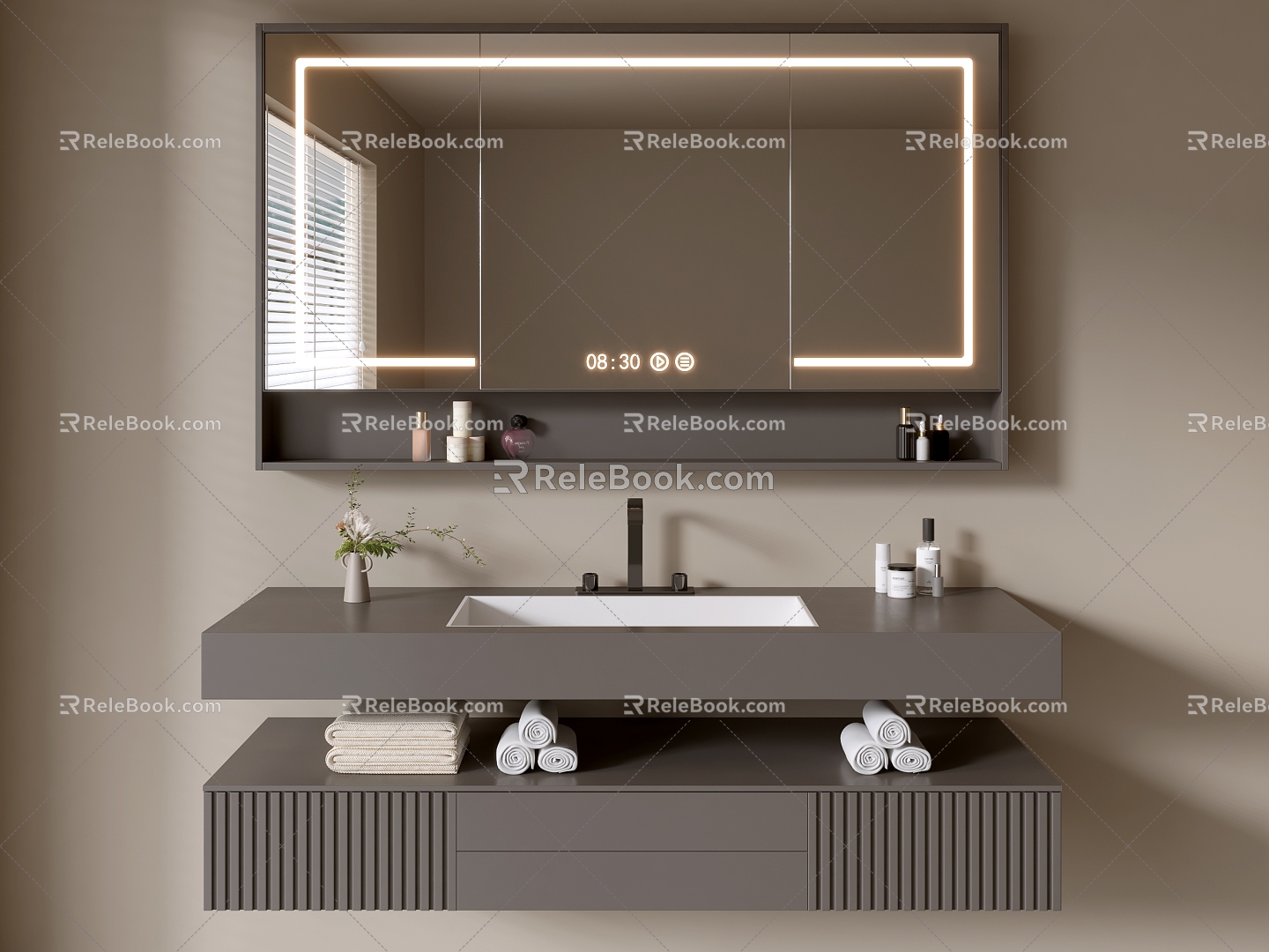 Modern Bathroom Cabinet Bathroom Counter Basin Bathroom Ornaments Mirror Cabinet Sink 3d model