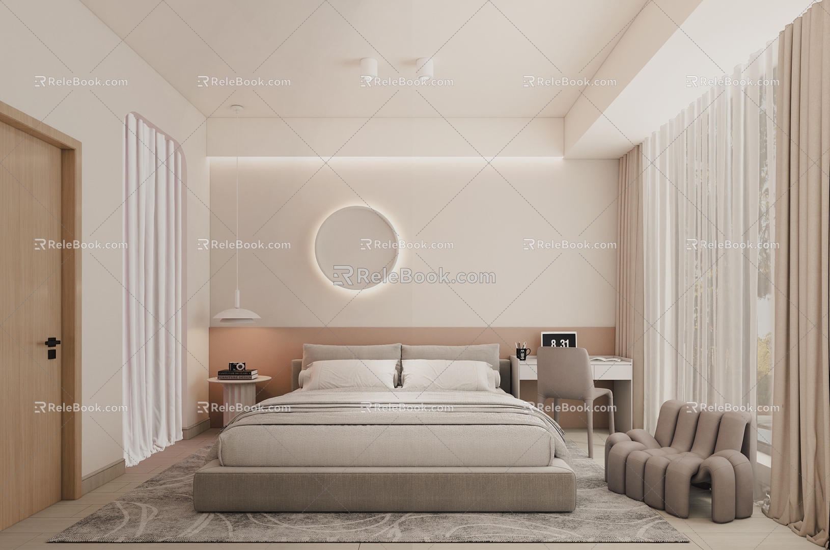 Cream wind bedroom 3d model