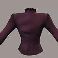 Deep Purple Ladies Blouse with Ruffled Collar Ruffle Details Fitted Waist and Long Sleeves