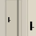 Modern Beige Swing Door With Digital Keypad Lock And Vertical Trim Design
