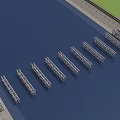 Modern Arch Bridge With White Steel Structure And Traffic Lanes Over River