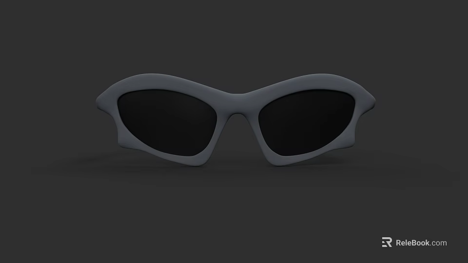 Stylish Gray Frame Sunglasses With Dark Lenses And Modern Distinctive Shape 3d model 