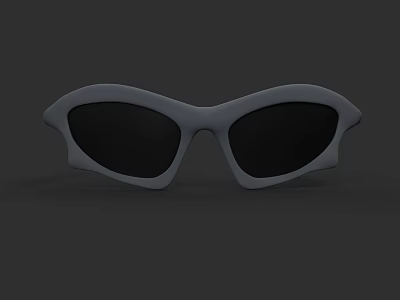 Stylish Gray Frame Sunglasses With Dark Lenses And Modern Distinctive Shape 3d model