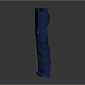 Blue Cargo Pants With Multiple Side Pockets Zipper Fly And Button Closure Design 3d model