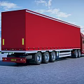 Red Big Rig Truck On Open Road Under Blue Sky 3d model