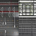 Ceiling Structural Design With Framework Pipes And Lighting Installation Grid
