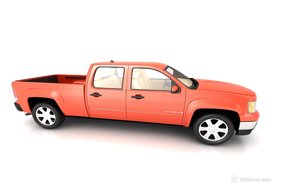 Orange Pickup Truck With Double Cab Shiny Exterior And Stylish Design 3d model 