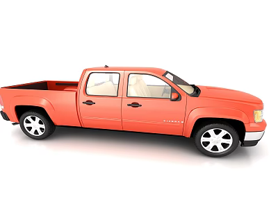 Orange Pickup Truck With Double Cab Shiny Exterior And Stylish Design 3d model