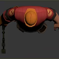 3D Construction Worker Character With Orange Hard Hat Red Shirt Knee Pads And Tools