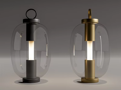 Modern Table Lamps With Transparent Glass Shades And Black Gold Metal Bases 3d model