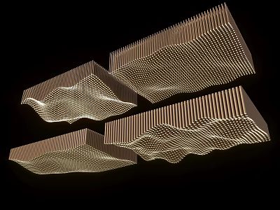 Modern Geometric Ceiling Design With Illuminated Textured Panels And Decorative Patterns 3d model