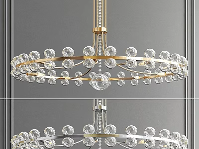 Modern Chandelier Design With Crystal Balls And Golden Silver Metal Frame 3d model