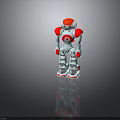 Red And White Humanoid Robot Figure With Rounded Head Shoulders Hands And Feet Design
