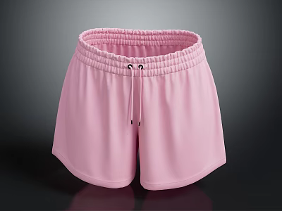 Pink Casual Shorts With Elastic Waistband And Drawstring For Comfortable Wear 3d model
