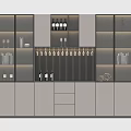 Modern Wine Cabinet Interior With Glass Shelves Wine Bottles And LED Lighting
