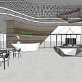 Modern Sales Office Interior Design With Reception Desk Open Space And Display Area