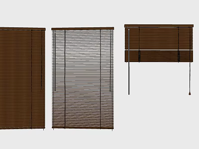 Different Window Blinds Styles with Wooden and Textured Designs for Home Decoration 3d model
