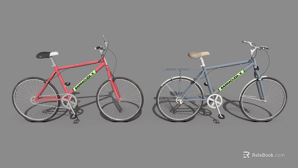 Stylish Red and Blue Falcon Bicycles with Comfortable Seats for Urban Leisure 3d model 