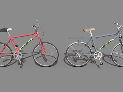 Stylish Red and Blue Falcon Bicycles with Comfortable Seats for Urban Leisure 3d model