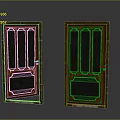 Double Wooden Entrance Doors With Brown Frames And Black Glass Inserts Design